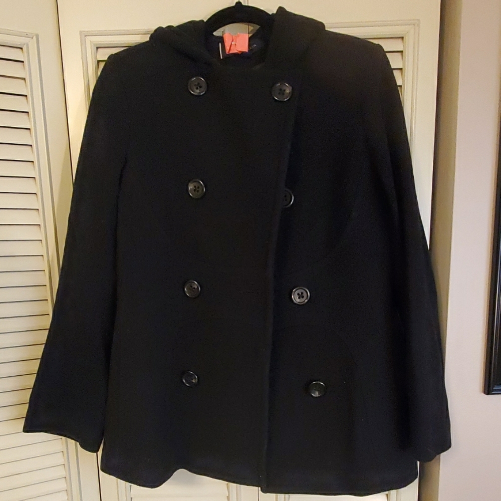 Anne Klein Black Felt Pea Coat
